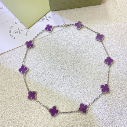 [⭐Veyra Jewelry]CLOVER 10 MOTIFS  PURPLE VIOLET  NECKLACE