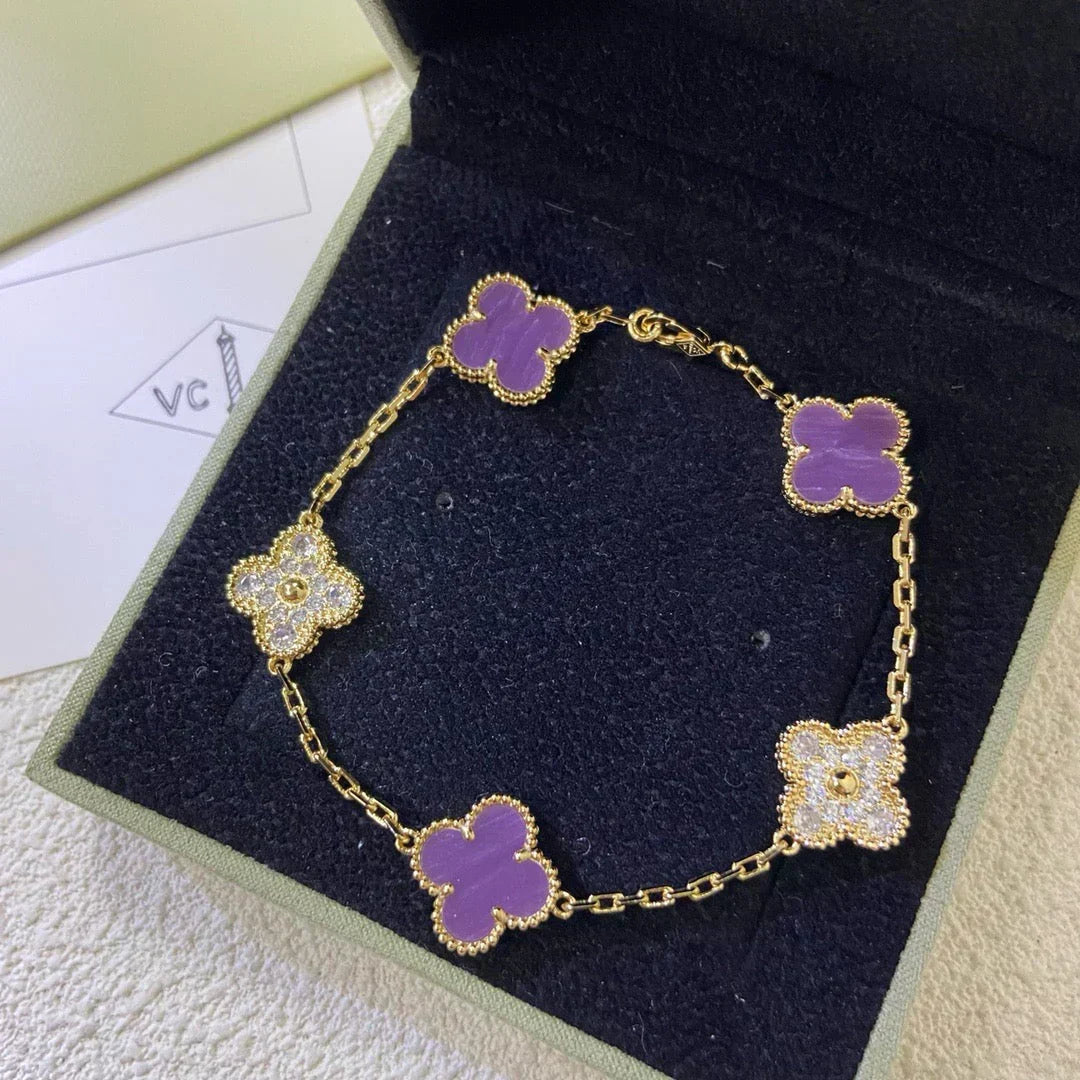 [⭐Veyra] CLOVER 5 MOTIF VIOLET BRACELET COLLECTION