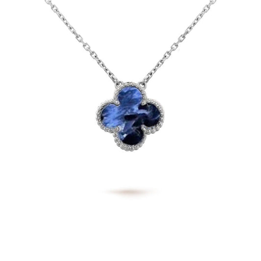 [⭐Veyra]CLOVER 15MM PIETERSITE NECKLACE SILVER