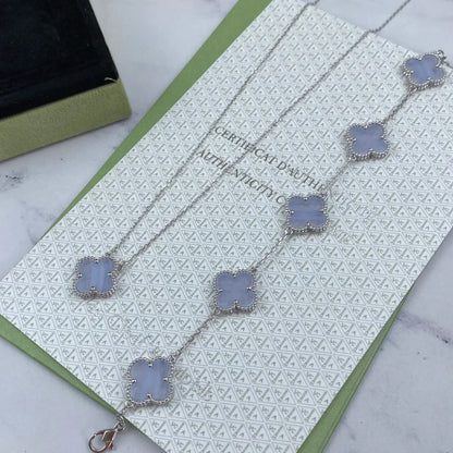 [⭐Veyra] CLOVER 5 MOTIF PURPLE CHALCEDONY BRACELET COLLECTION