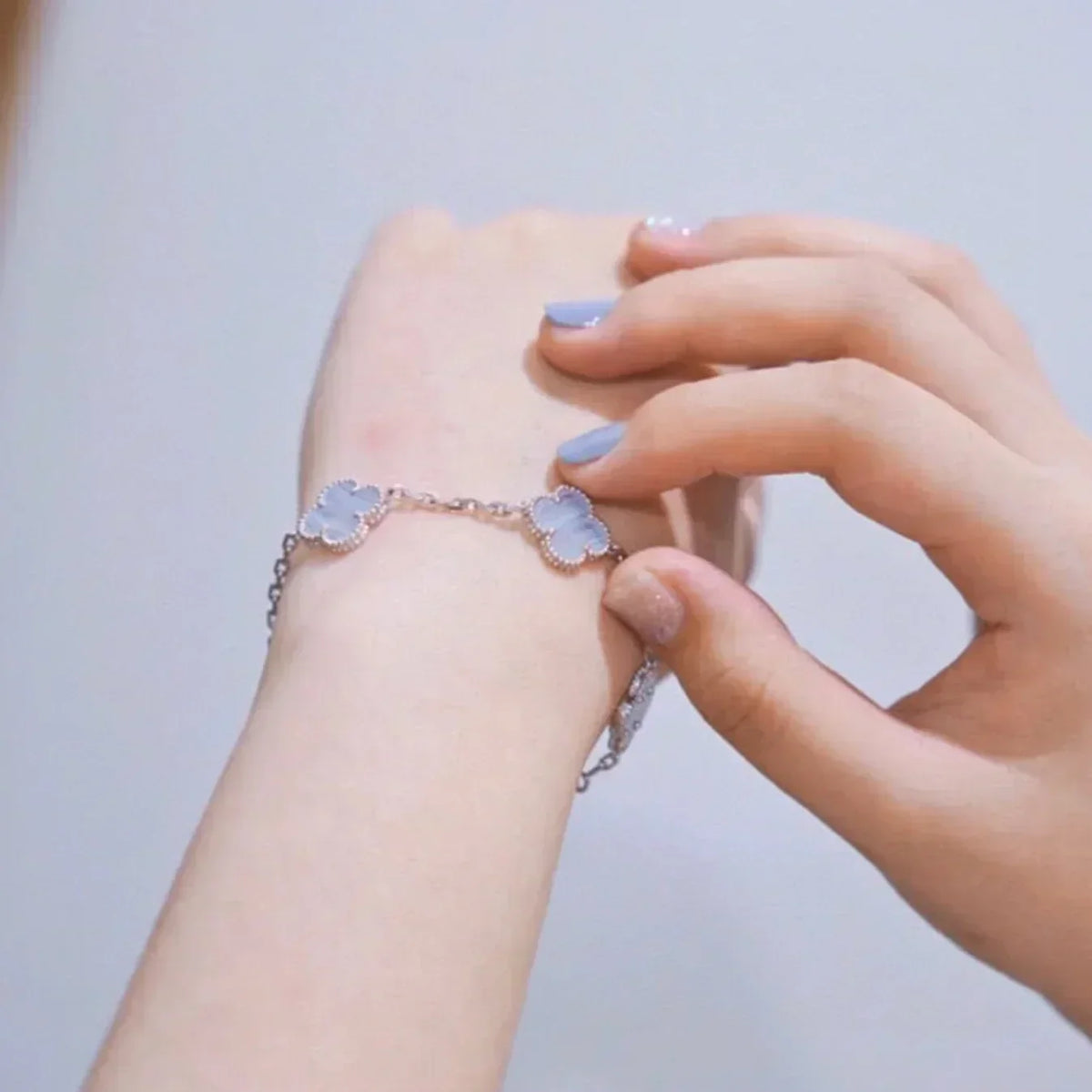 [⭐Veyra] CLOVER 5 MOTIF PURPLE CHALCEDONY BRACELET COLLECTION