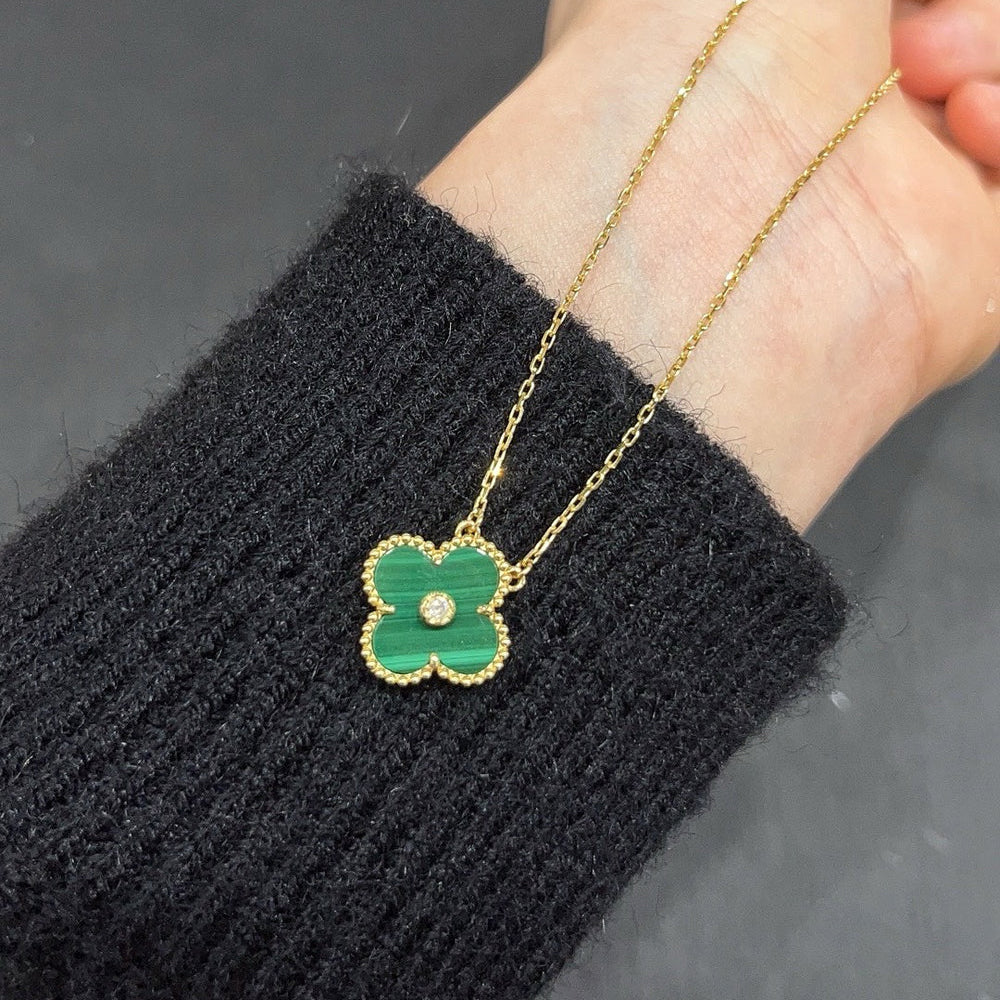 [⭐Veyra]CLOVER 15MM DIAMOND TURQUOISE NECKLACE