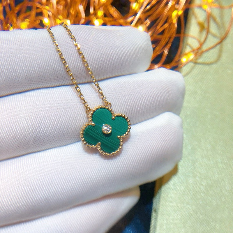 [⭐Veyra]CLOVER 15MM DIAMOND TURQUOISE NECKLACE