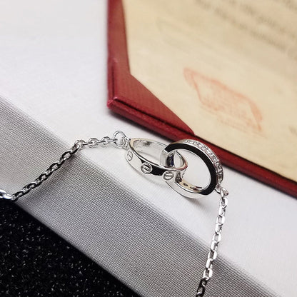 [⭐Veyra]LOVE DOUBLE RING HALF DIAMOND BRACELET