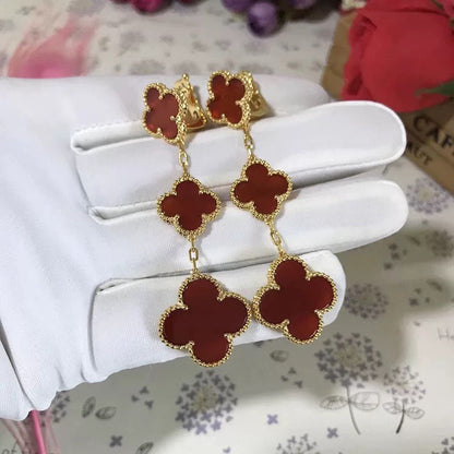 [⭐Veyra]CLOVER 3 MOTIF CARNELIAN DROP EARRINGS