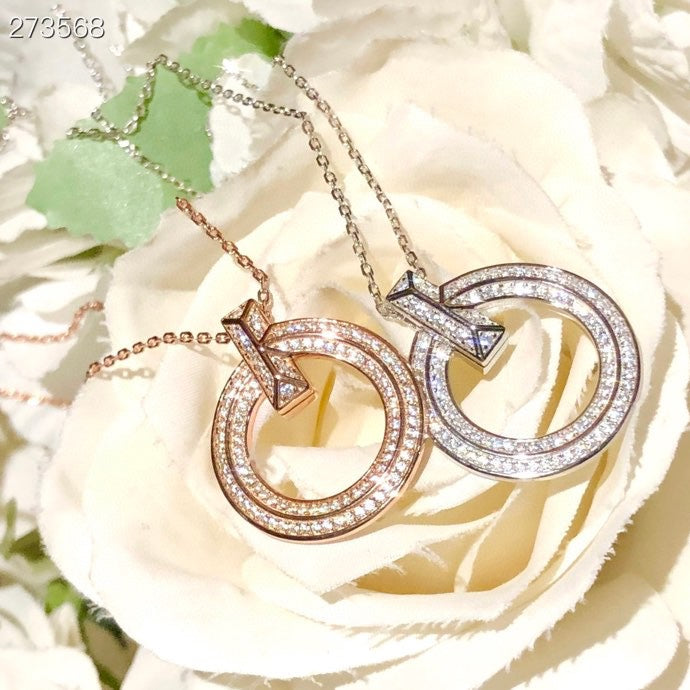 [⭐Veyra Jewels]T1 CIRCLE DIAMOND PAVED MEDIUM NECKLACE