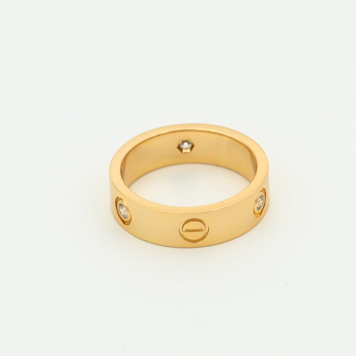 [⭐Veyra]LOVE RING 5.5MM 3 DIAMONDS PINK GOLD