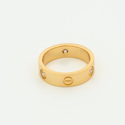 [⭐Veyra]LOVE RING 5.5MM 3 DIAMONDS PINK GOLD