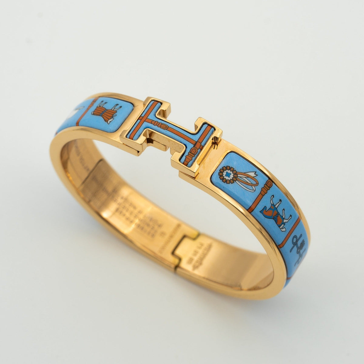 [⭐Veyra]H PINK GOLD BRACELET BLUE CERAMIC