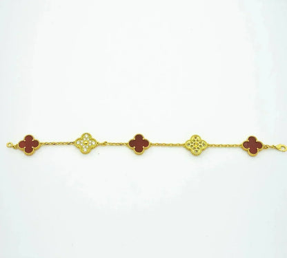 [⭐Veyra] CLOVER 5 MOTIF RED CORNELIAN BRACELET COLLECTION