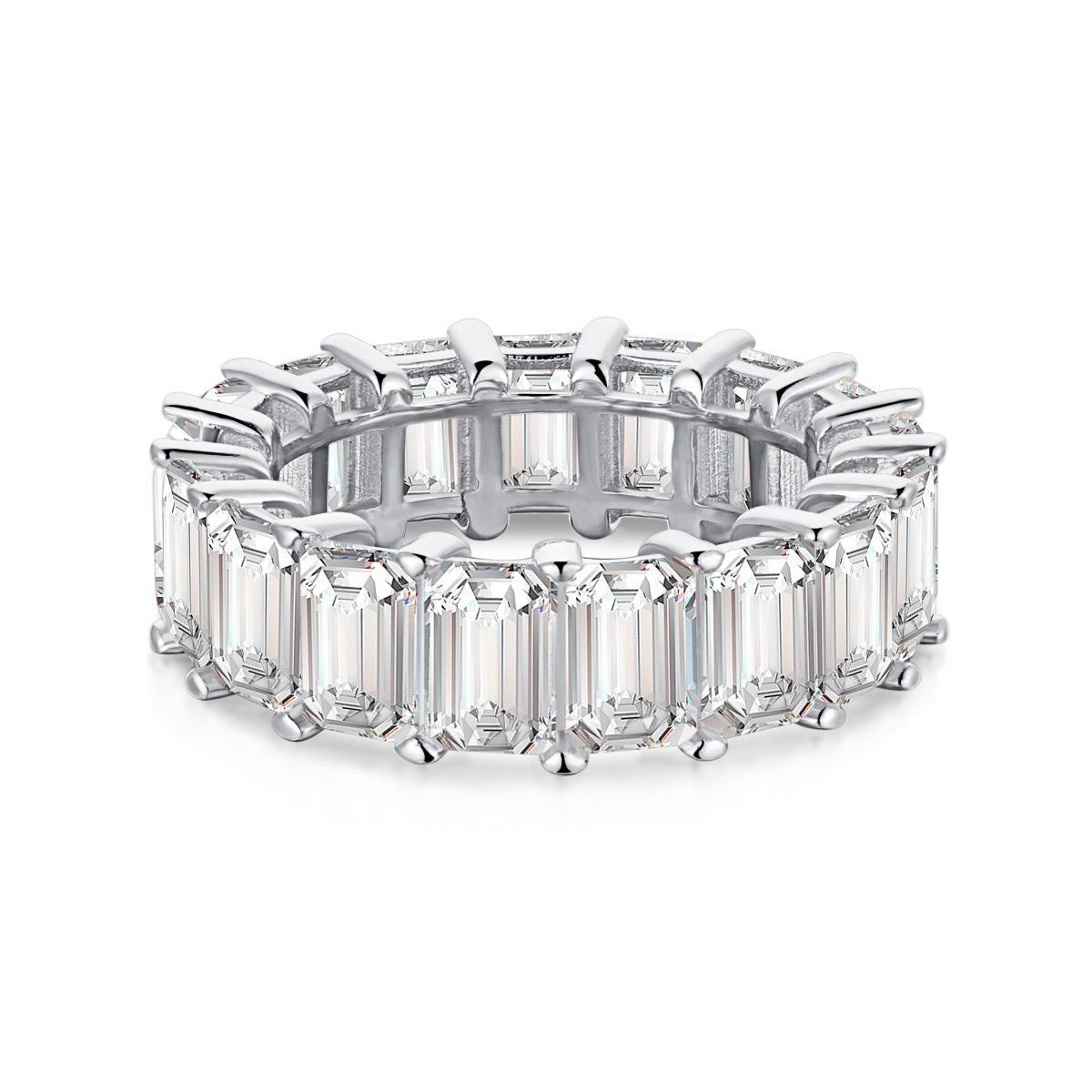 [⭐Lucky Jewelry]0.75 Carat Elegant Emerald Cut Tennis Ring