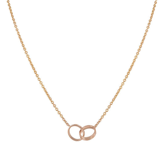 [⭐Veyra]LOVE NECKLACE DOUBLE RING PINK GOLD