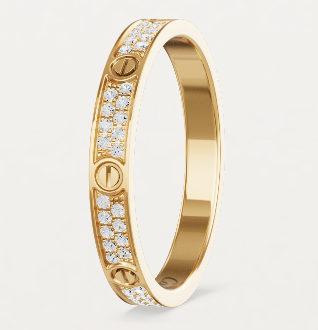 [⭐Veyra]LOVE RING 2.6mm-wide full-diamond ring Gold