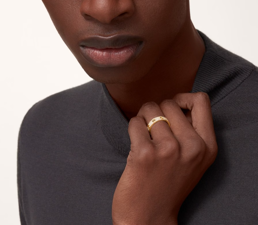 [⭐Veyra]LOVE RING 4mm-wide full-diamond ring GOLD