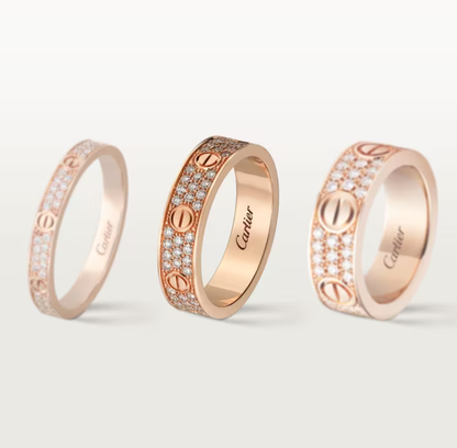[⭐Veyra]LOVE RING 4mm-wide full-diamond ring Rose Gold