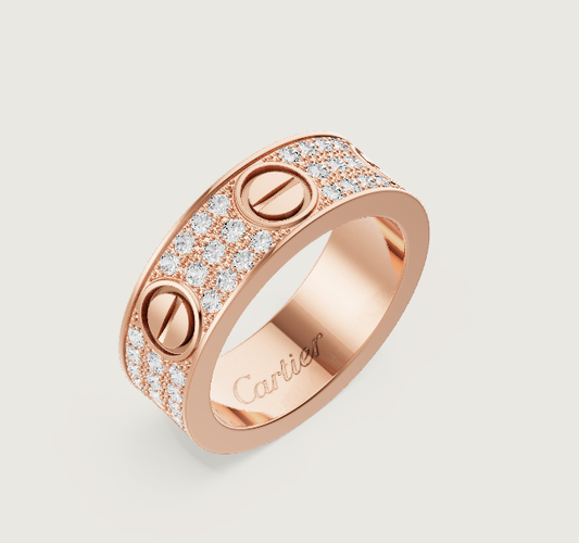 [⭐Veyra]LOVE RING 6.5mm-wide full-diamond ring Rose Gold