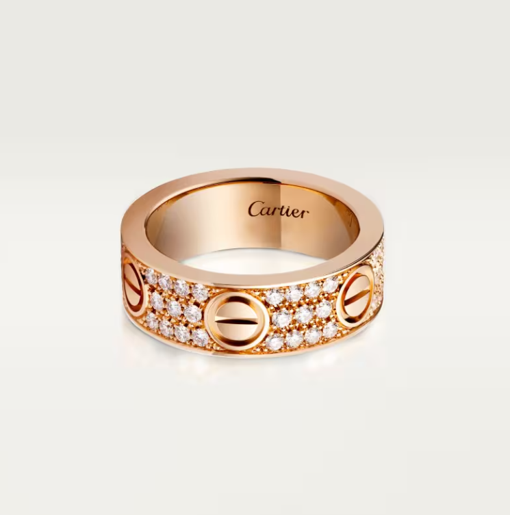 [⭐Veyra]LOVE RING 6.5mm-wide full-diamond ring Rose Gold