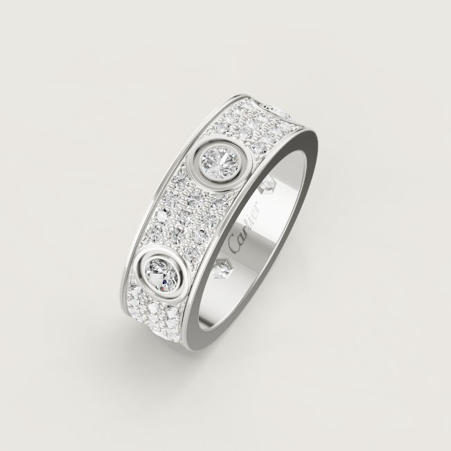 [⭐Veyra]LOVE RING 6.5MM Full Diamond, 6 Major Diamonds Silver