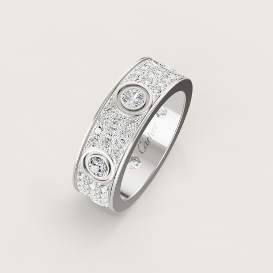 [⭐Veyra]LOVE RING 6.5MM Full Diamond, 6 Major Diamonds Silver