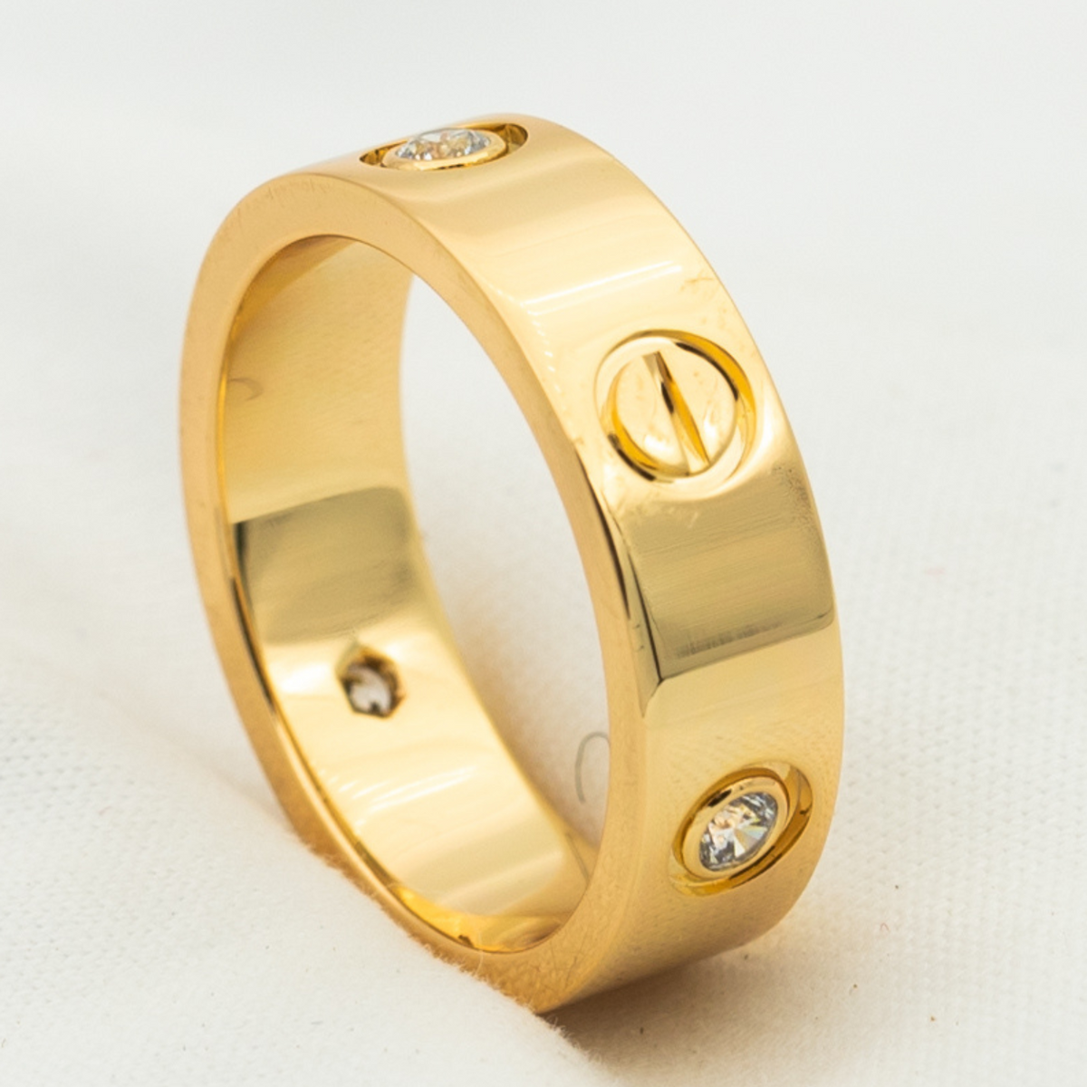 [⭐Veyra]LOVE RING 5.5MM 3 DIAMONDS PINK GOLD