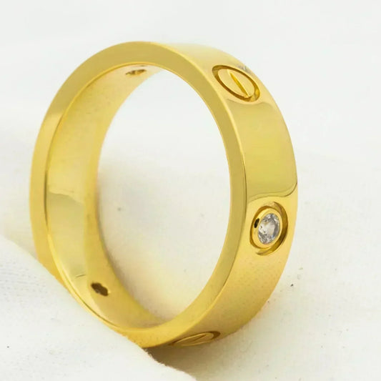 [⭐Veyra]LOVE RING 5.5MM 3 DIAMONDS GOLD