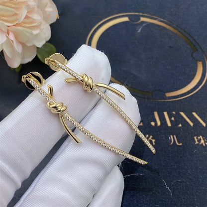 [⭐Veyra Jewels]KNOT DROP EARRINGS IN YELLOW GOLD WITH DIAMONDS