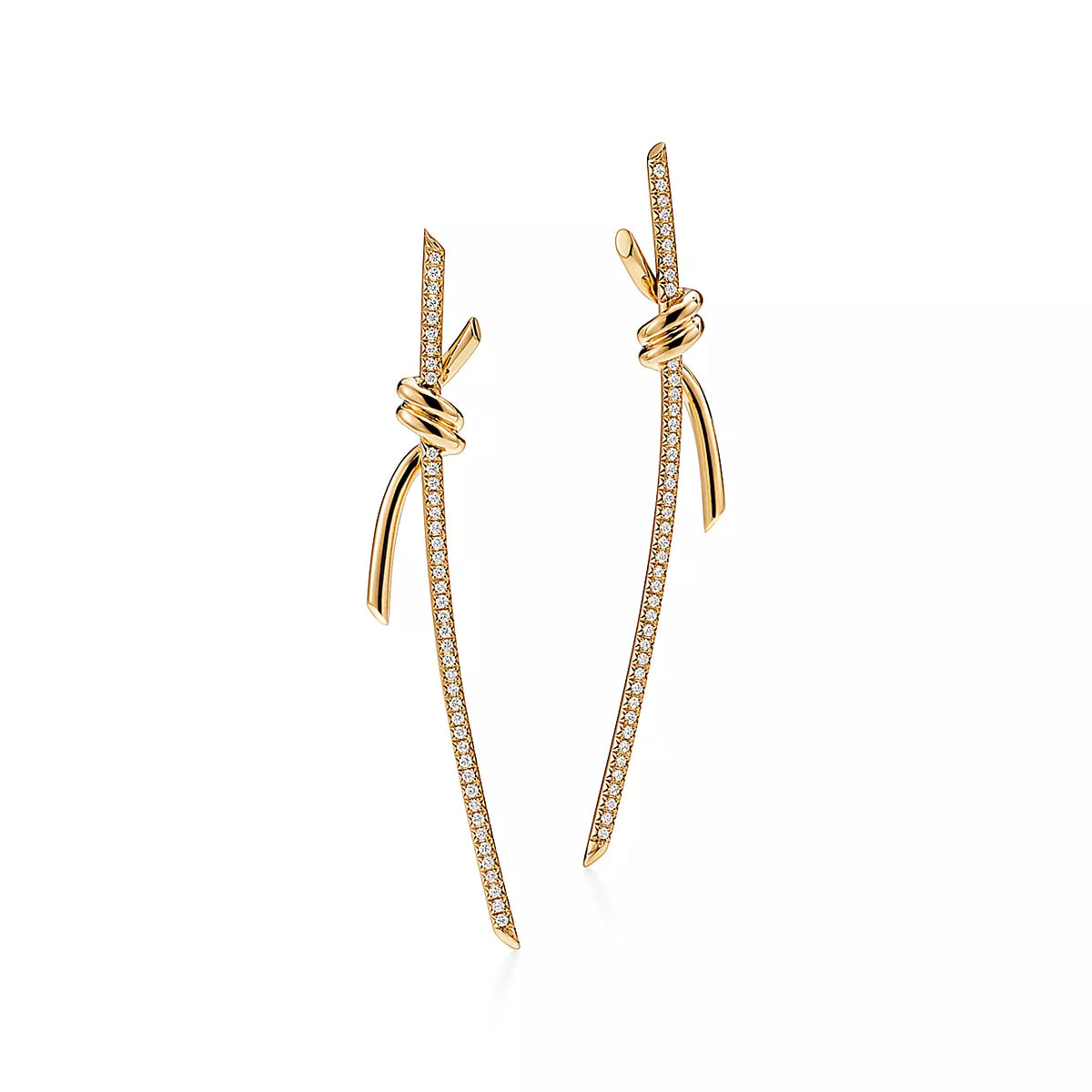 [⭐Veyra Jewels]KNOT DROP EARRINGS IN YELLOW GOLD WITH DIAMONDS