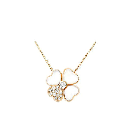 [⭐Veyra]CLOVER MOP DIAMOND ROSE GOLD NECKLACE