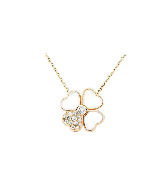 [⭐Veyra]CLOVER MOP DIAMOND ROSE GOLD NECKLACE