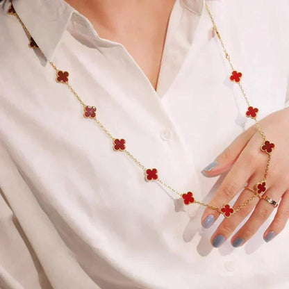 [⭐Veyra]CLOVER 20 MOTIFS CARNELIAN NECKLACE
