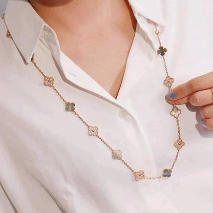 [⭐Veyra]CLOVER 20 MOTIFS DARK MOP DIAMOND  NECKLACE