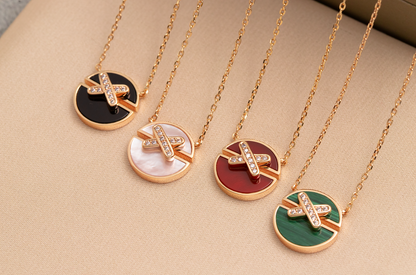 [⭐Veyra]JEUX DE PINK GOLD DIAMOND NECKLACE