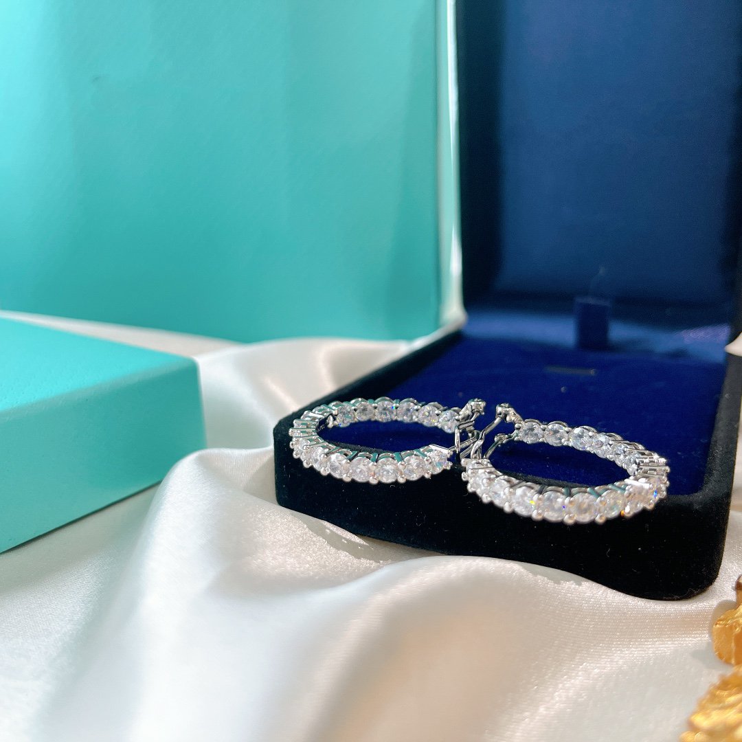 [⭐Veyra Jewels]SILVER DIAMOND HOOP EARRINGS