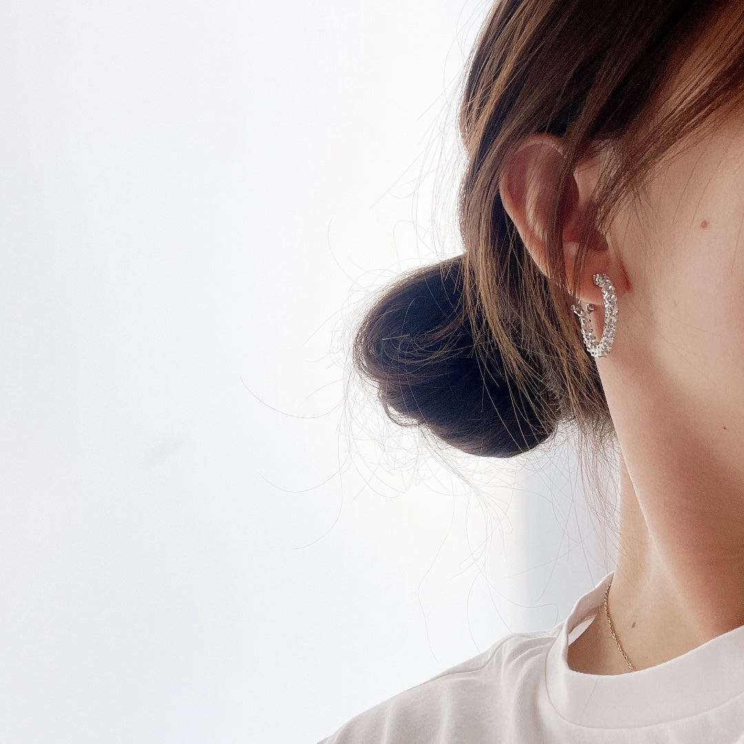 [⭐Veyra Jewels]SILVER DIAMOND HOOP EARRINGS
