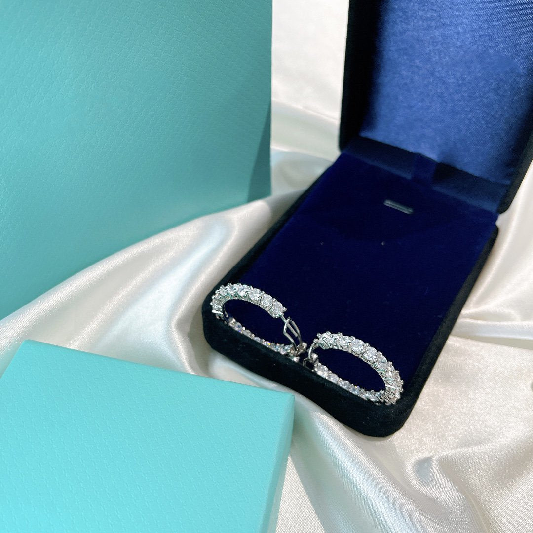 [⭐Veyra Jewels]SILVER DIAMOND HOOP EARRINGS