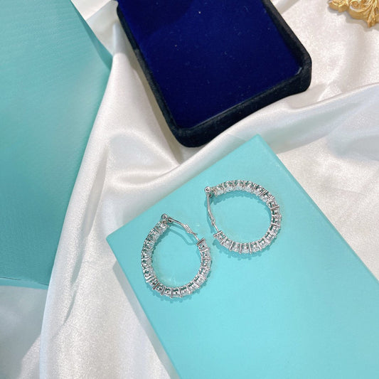 [⭐Veyra Jewels]SILVER DIAMOND HOOP EARRINGS