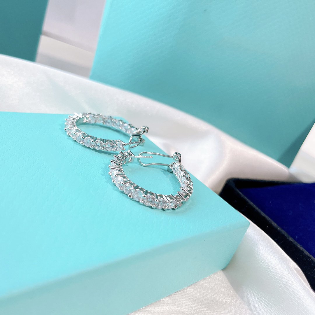 [⭐Veyra Jewels]SILVER DIAMOND HOOP EARRINGS