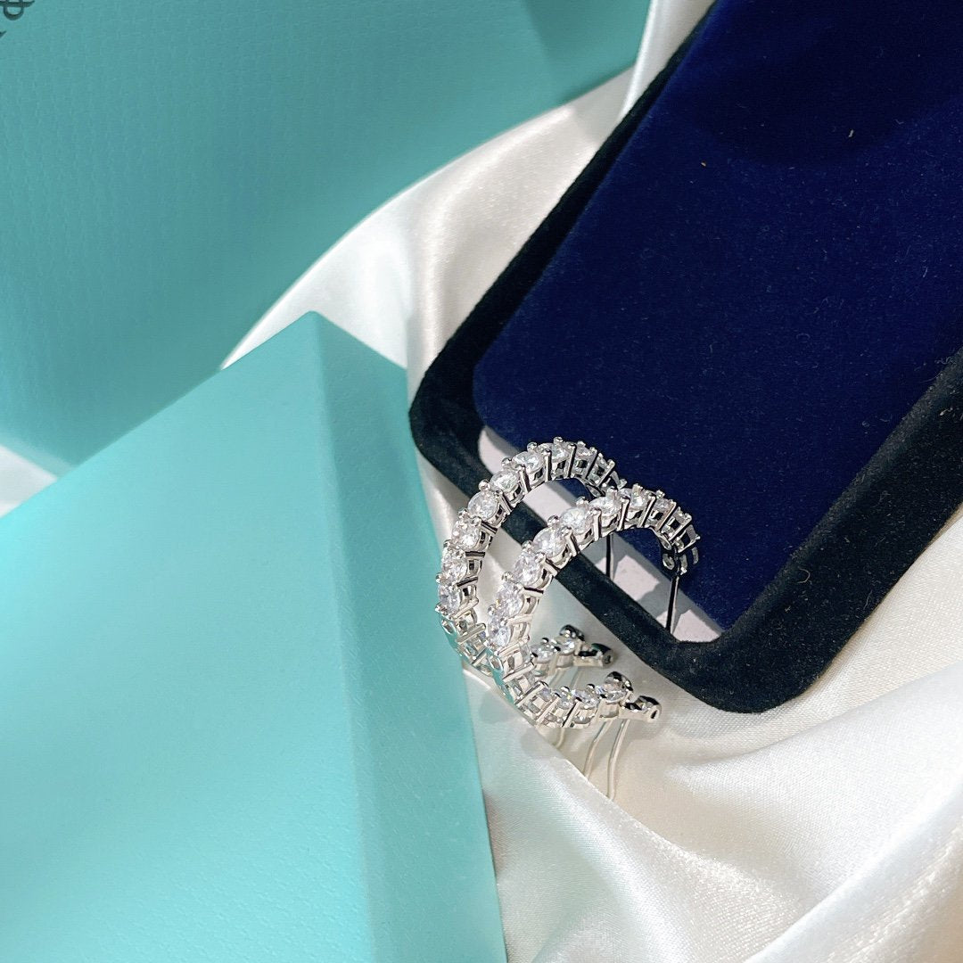 [⭐Veyra Jewels]SILVER DIAMOND HOOP EARRINGS