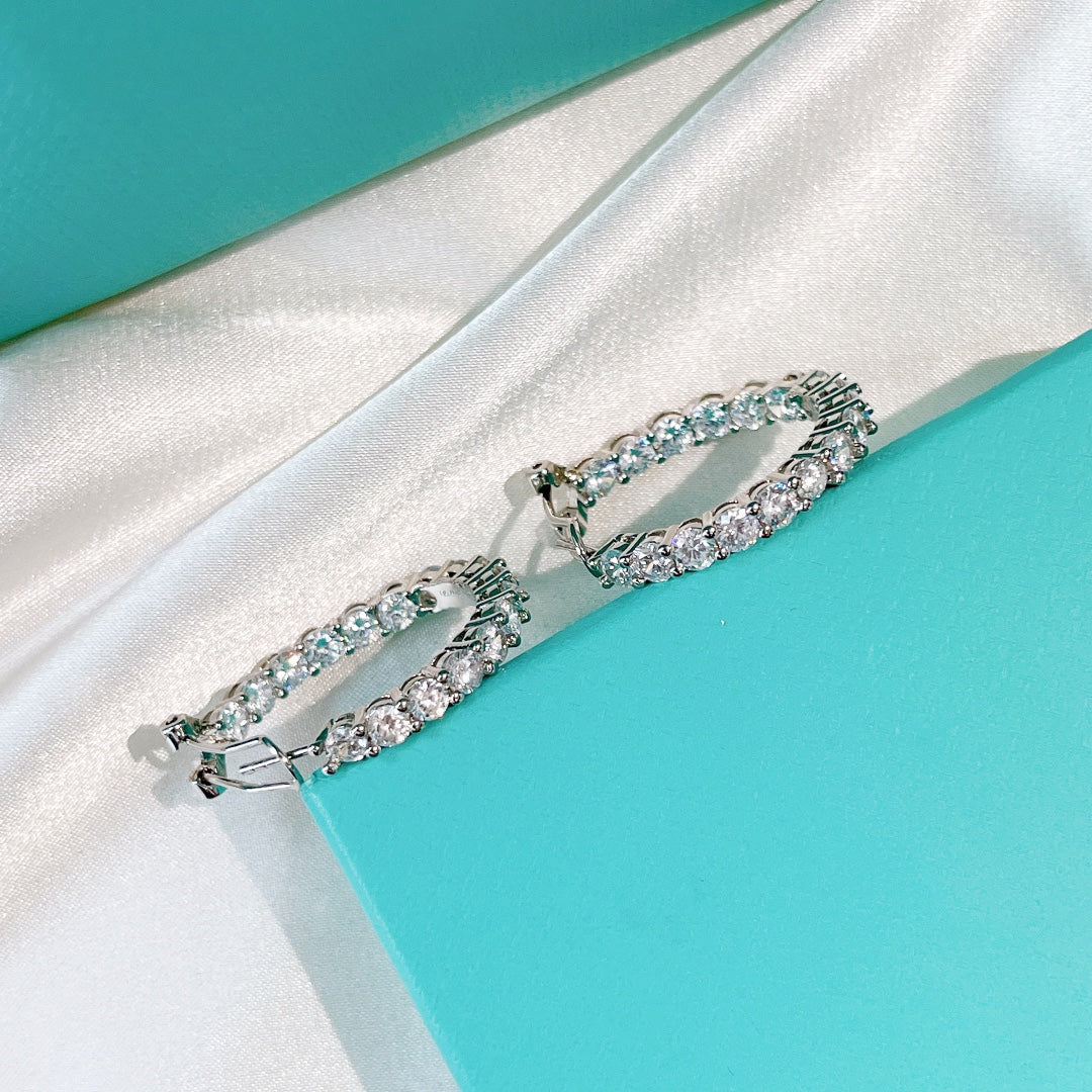 [⭐Veyra Jewels]SILVER DIAMOND HOOP EARRINGS