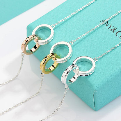 [⭐Veyra Jewels]NECKLACE FEMALE DOUBLE RING DOUBLE CIRCLE COUPLE PENDANT