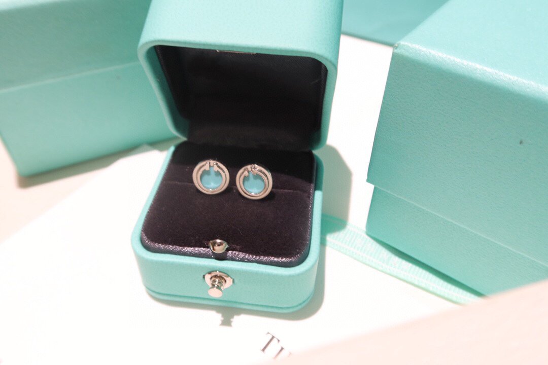 [⭐Veyra Jewels]TURQUOISE CIRCLE WHITE GOLD EARRINGS