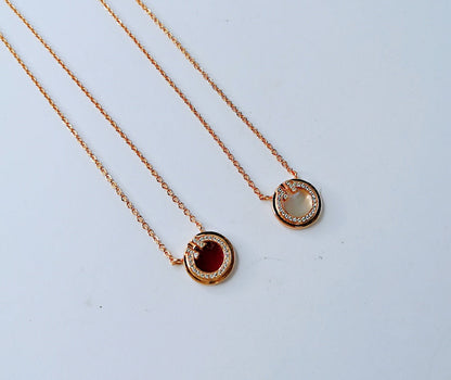 [⭐Veyra Jewels]DIAMOND AND MOTHER PEARL CIRCLE NECKLACE PENDANT