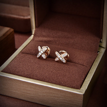 [⭐Veyra]JEUX DE GOLD DIAMOND EARRINGS