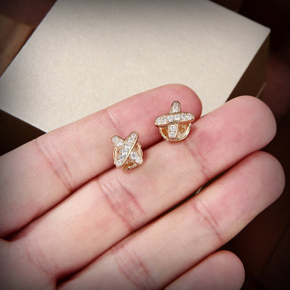 [⭐Veyra]JEUX DE GOLD DIAMOND EARRINGS