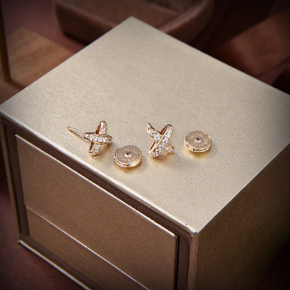 [⭐Veyra]JEUX DE GOLD DIAMOND EARRINGS