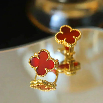 [⭐Veyra]CLOVER MEDIUM 1 MOTIFS CARNELIAN  EARRINGS