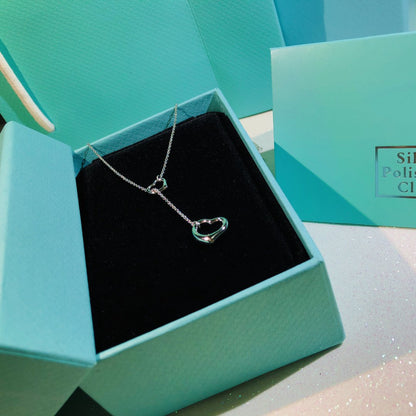 [⭐Veyra Jewels]OPEN HEART LARIAT NECKLACE SILVER