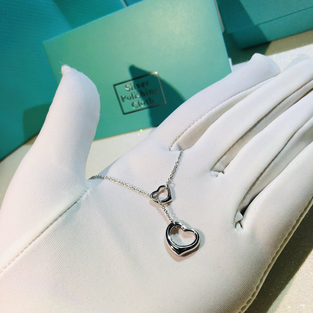[⭐Veyra Jewels]OPEN HEART LARIAT NECKLACE SILVER