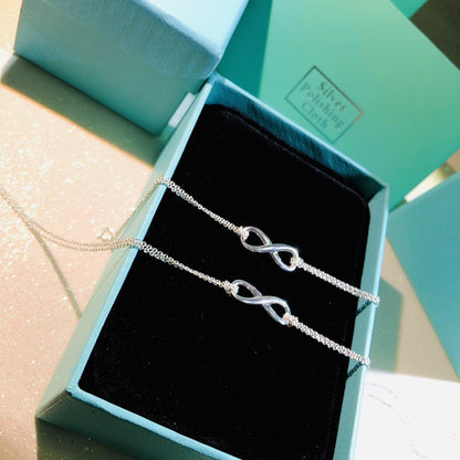 [⭐Veyra Jewels]SILVER INFINITY DOUBLE CHAIN NECKLACE