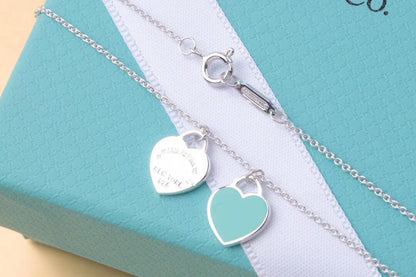 [⭐Veyra Jewels]DOUBLE HEART TAG PENDANT SILVER MINI NECKLACE